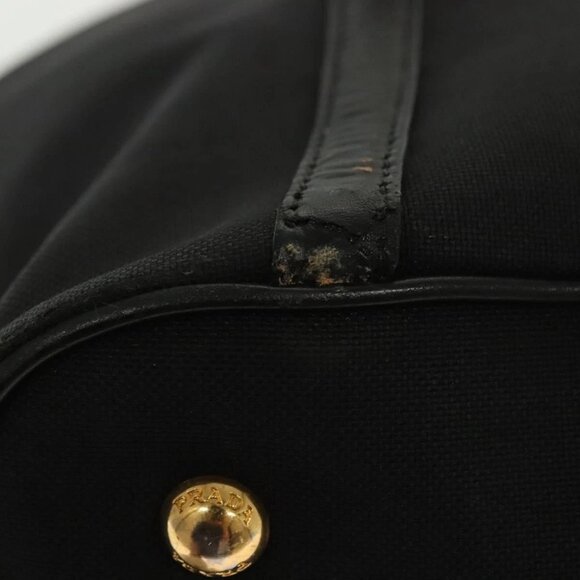 PRADA Tote Bag Canvas Black Gold Auth 138150 - Picture 10 of 14